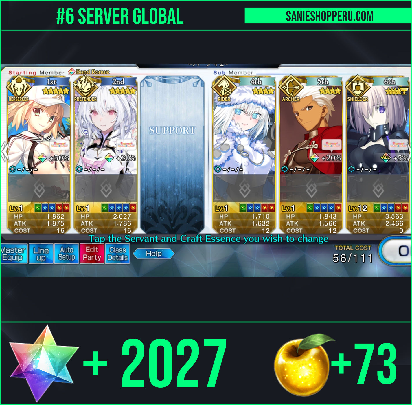 Ftgo Global✨2027+ Saint Quartz💎|#6 Lady Avalon + Altria Caster (Berserker) | Cuenta Avanzada