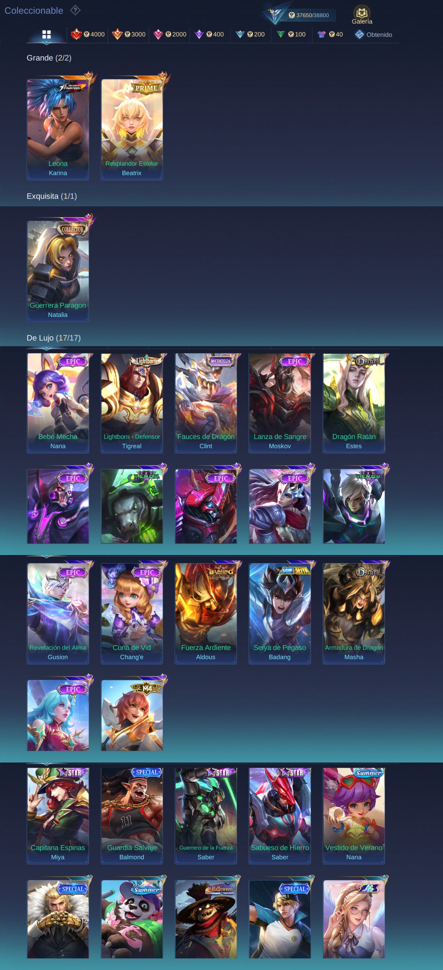 Mobile Legends | 91 HÉROES + 152 SKINS | KOF Karina , PRIME BEATRIX , SAINT SEIYA BADANG ✨, COLLECTOR NATALIA ✨