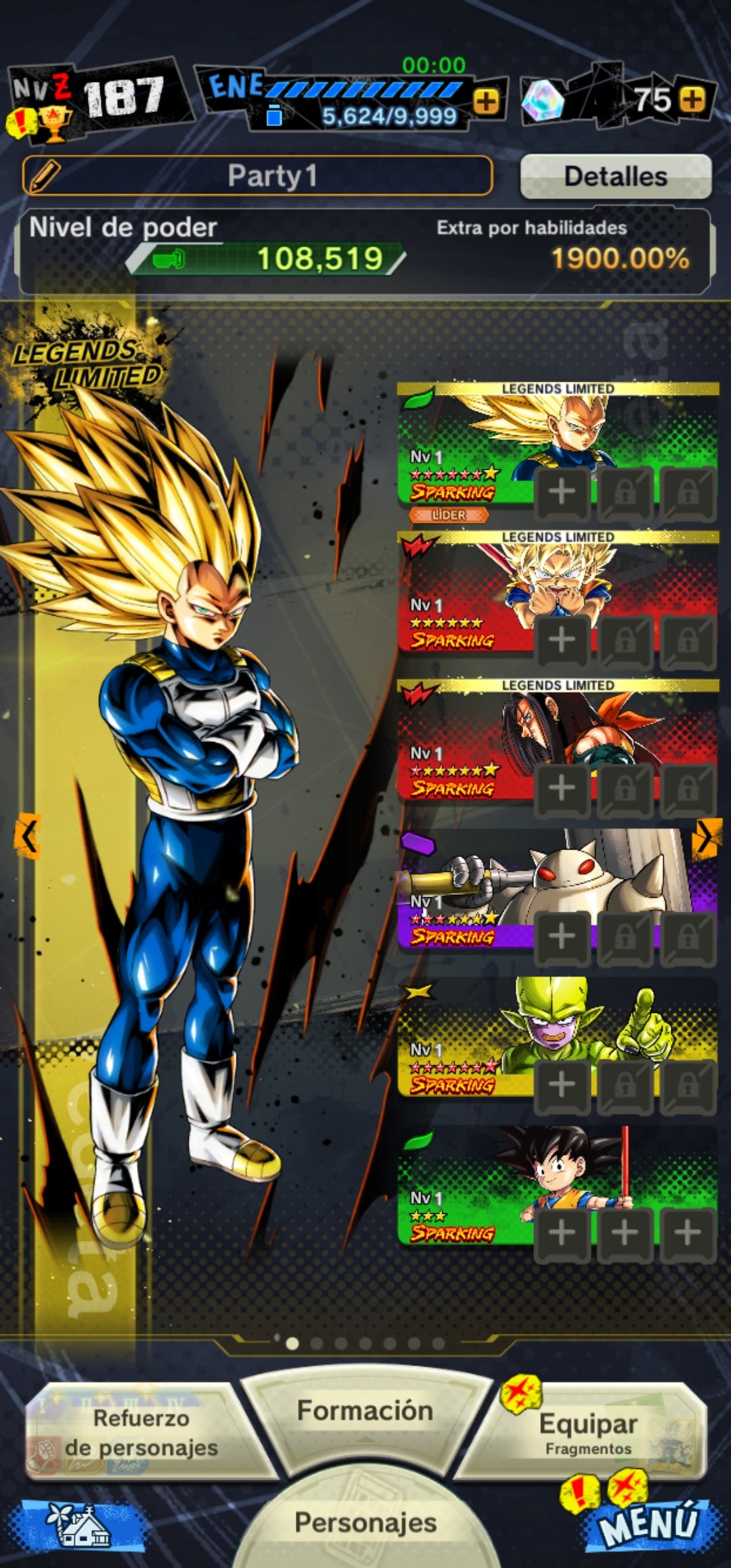 [Android & iPhone ⭐️ SS3 VEGETA 6 ESTRELLAS ROJA⭐️ + 9 LL