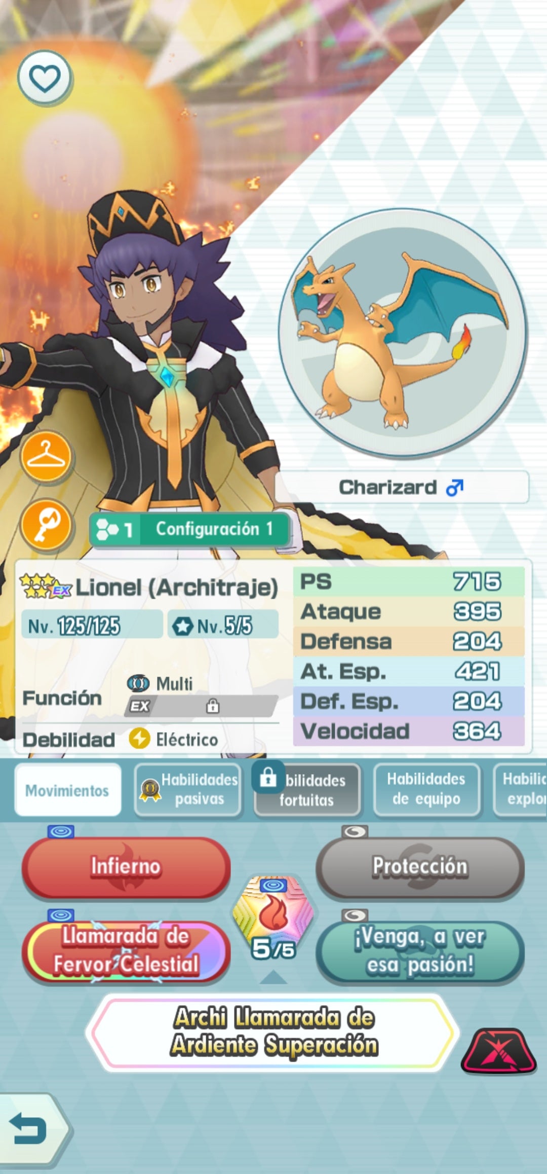 ✨ LIONEL (ARCHITRAJE) 5/5 + ROJO (TRAJE S,RAYO) + NÁKARA Y GLACEON + ADAMAS Y LEAFEON 2/5 + BERTO 5/5 + ROXY + PAUL + FERO + 74 COMPIS + 💎 178,560 GEMAS 💎