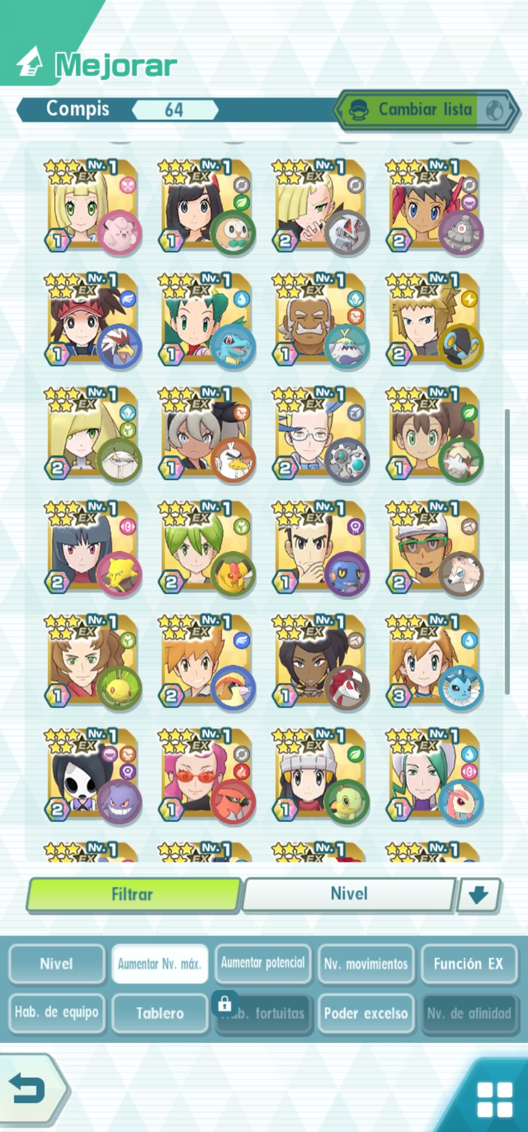 184 180 💎 GEMAS + Lionel Architraje ― Rojo Traje S,Rayo + Nákara y Glaceon + Adamas y Leafeon + Chase + Cintia Traje S + 64 COMPIS 5⭐️