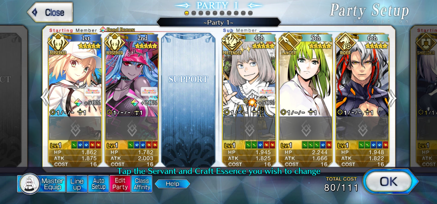 Ftgo Global✨1024+ Saint Quartz💎|#3 Oberon + Altria Caster + Ibuki Douji (Berserker) + Enkidu | Cuenta Avanzada