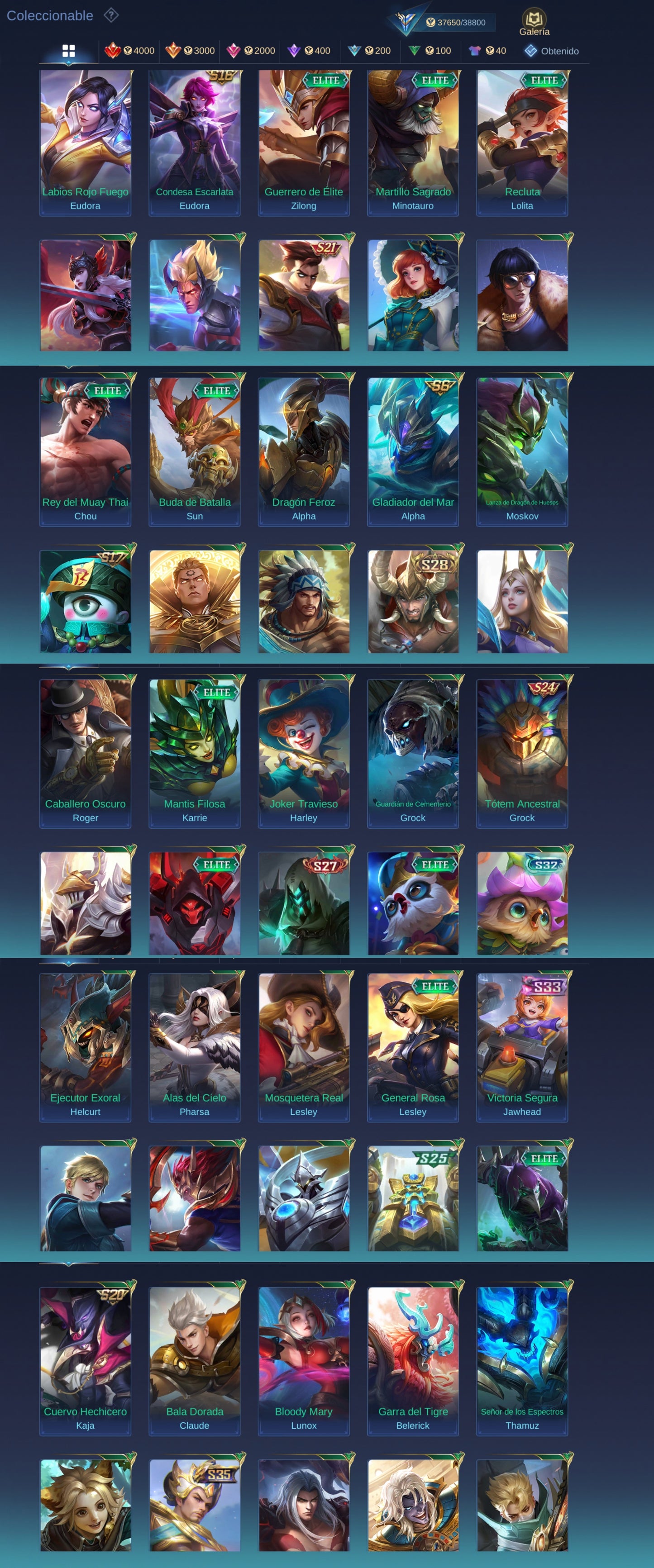 Mobile Legends | 91 HÉROES + 152 SKINS | KOF Karina , PRIME BEATRIX , SAINT SEIYA BADANG ✨, COLLECTOR NATALIA ✨