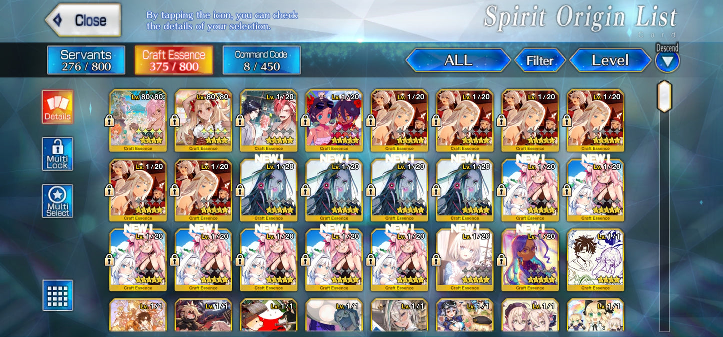 Ftgo Global✨965+ Saint Quartz💎|#4 Lady Avalon + Ibuki Douji (Berserker) + Tamamo no Mae | Cuenta Avanzada