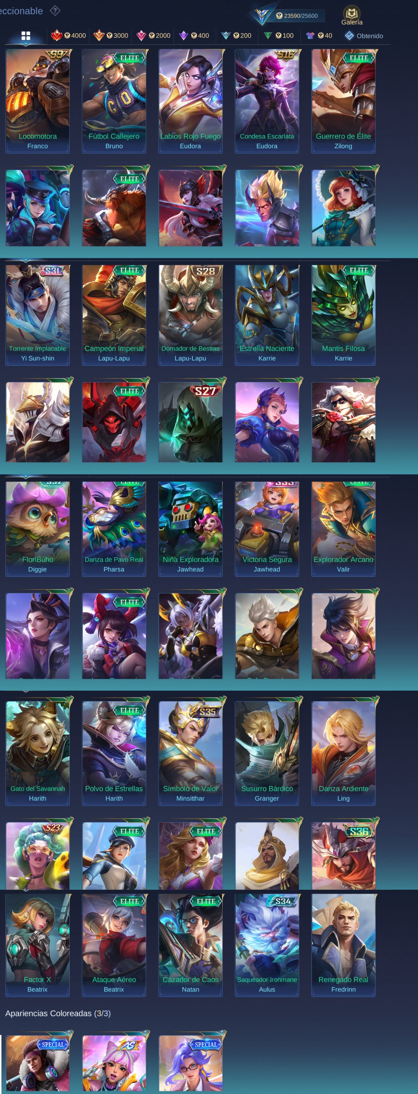 Mobile Legends| 67 HÉROES + 88 SKINS | LUCKYBOX: Alice⭐, Eudora⭐, COLLECTOR Natalia + 6 EPIC⭐VALENTINE CLAUDE , SABER +3