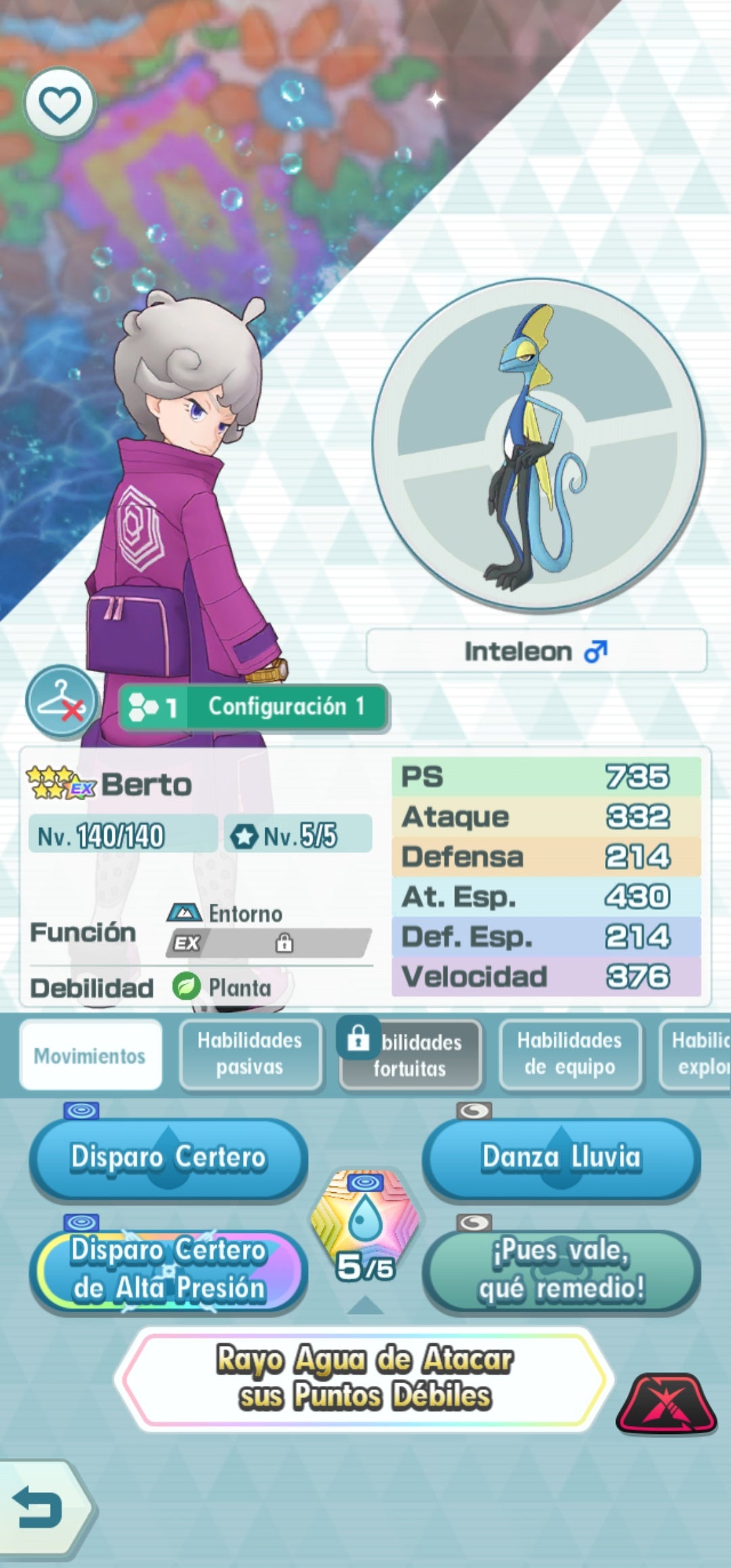 ✨ LIONEL (ARCHITRAJE) 5/5 + ROJO (TRAJE S,RAYO) + NÁKARA Y GLACEON + ADAMAS Y LEAFEON 2/5 + BERTO 5/5 + ROXY + PAUL + FERO + 74 COMPIS + 💎 178,560 GEMAS 💎