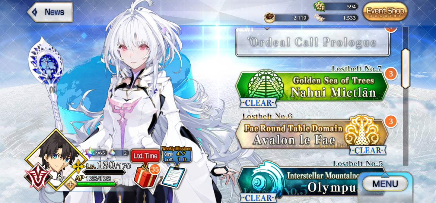 Ftgo Global✨965+ Saint Quartz💎|#4 Lady Avalon + Ibuki Douji (Berserker) + Tamamo no Mae | Cuenta Avanzada