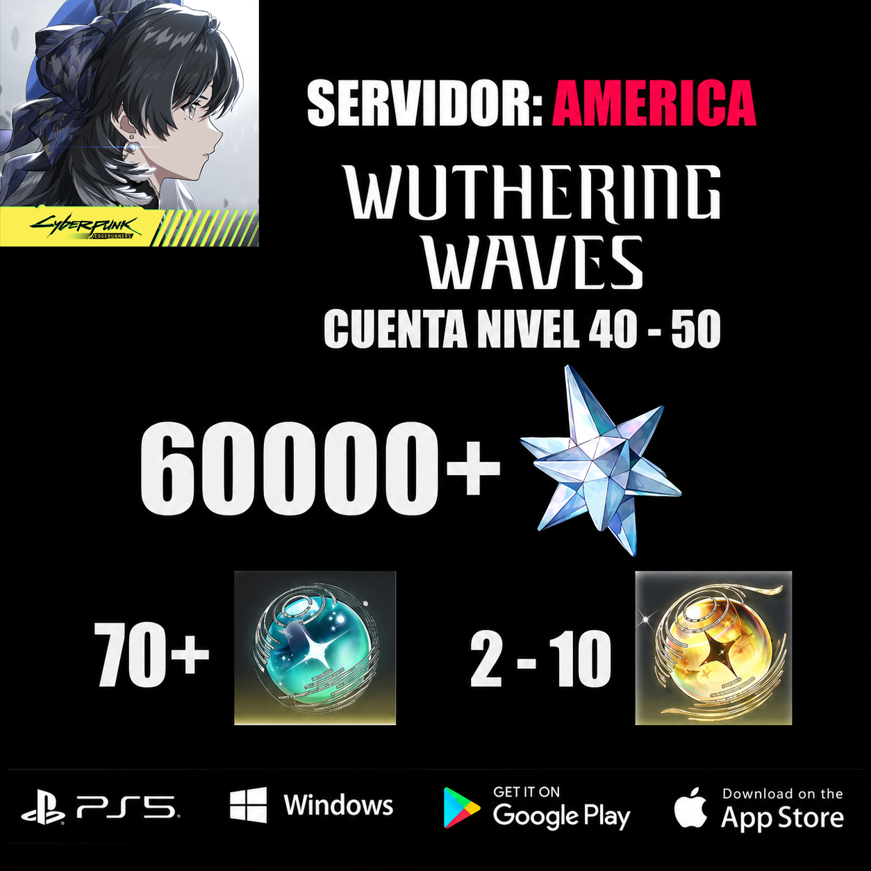 SERVER AMERICA +60000 Astritas - Wuthering Wave Reroll cuenta