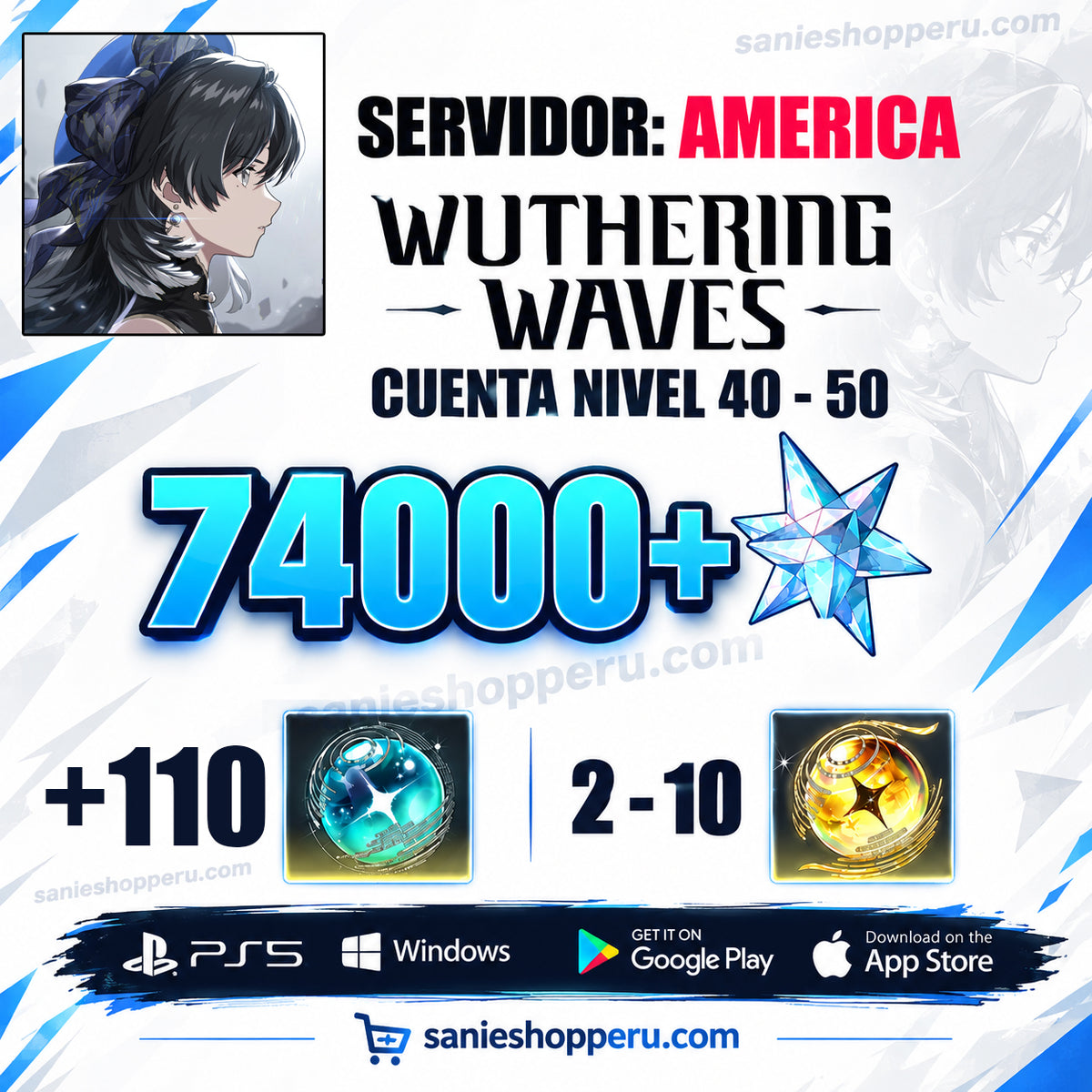 NA| +74000 Astritas | Wuthering Wave Reroll cuenta