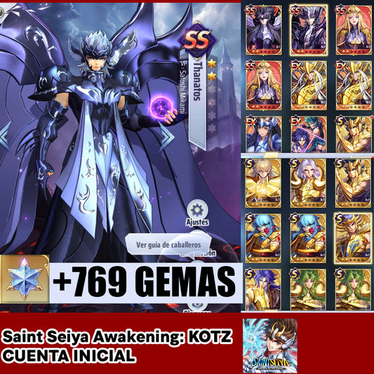 (SERVER GLOBAL-CUENTA INICIAL) +769 GEMAS💎 Saint Seiya Awakening : Sapuri Exclamación + Hades + Perséfone + Odiseo + Partita , etc