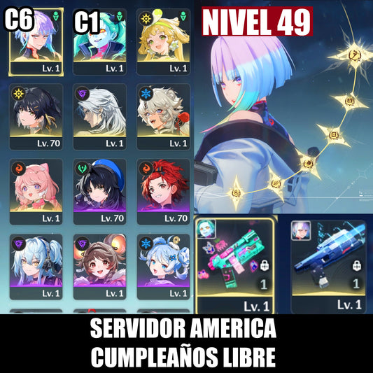 Lucy C6 + Arma , Rebecca C1 + Arma , Verina , Encore , Calcharo , Lingyang | Wuthering Waves CUENTA REROLL