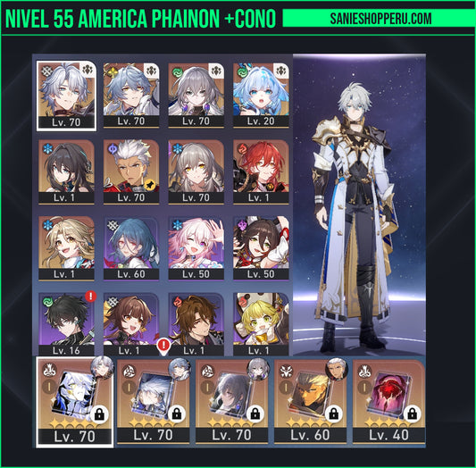 [NIVEL 55] Phainon + Cono , Cerydra + Sunday + Cono, Archer + Cono , Himeko + Bronya + Yanqing