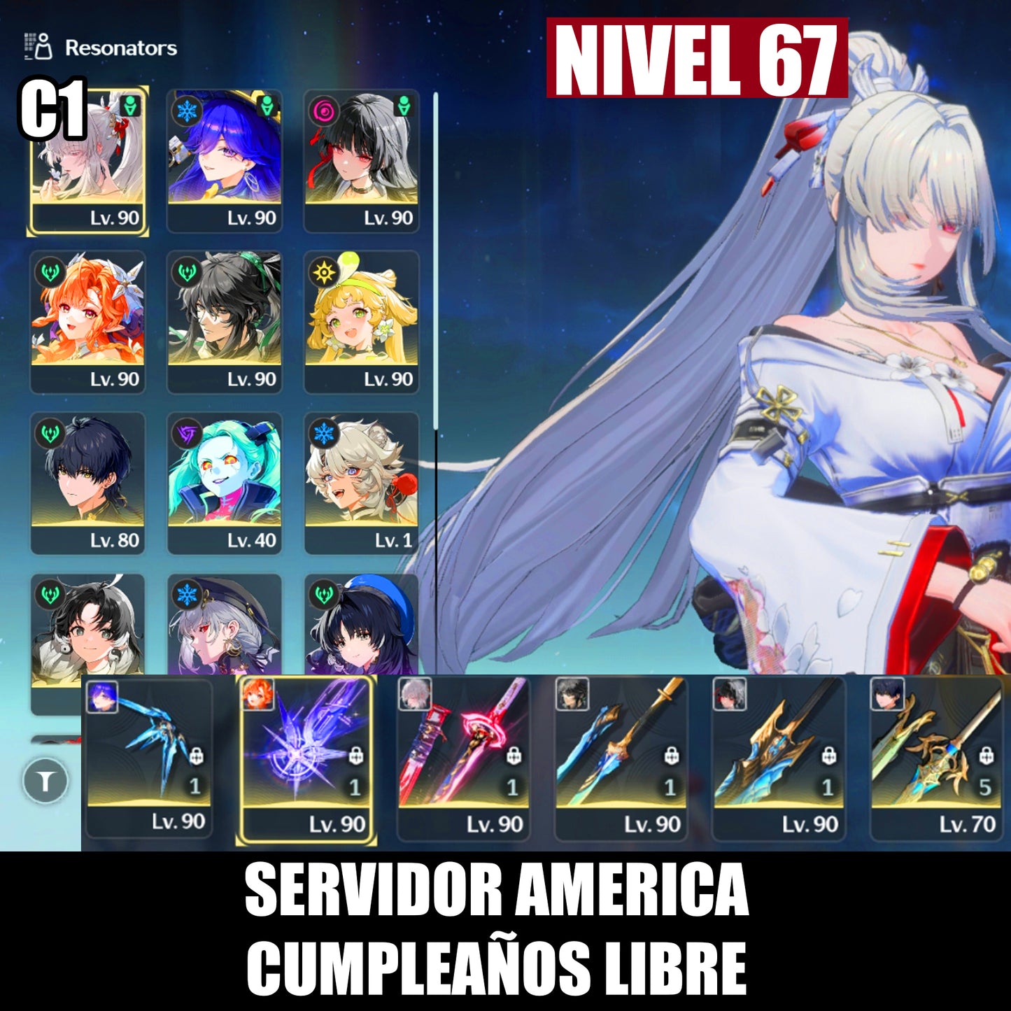 NA Nivel 67|Sigrika + Arma , Lucilla + Hiyuki C1 + Arma + Chisa + Qiuyuan + Rebecca + Verina