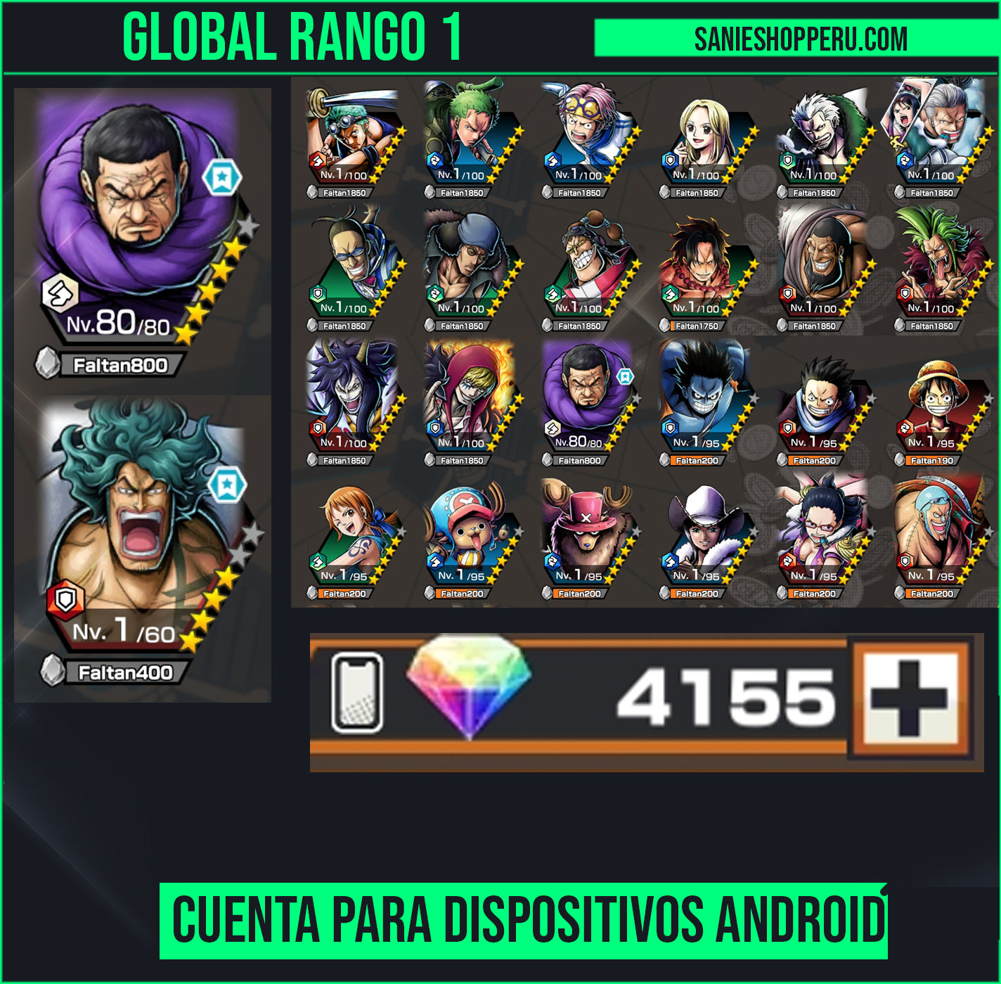 #1 [GLOBAL-Android] +4155 GEMAS 💎| Aramaki + Issho + 101 Personajes 4⭐+ 600 fragmentos dorados