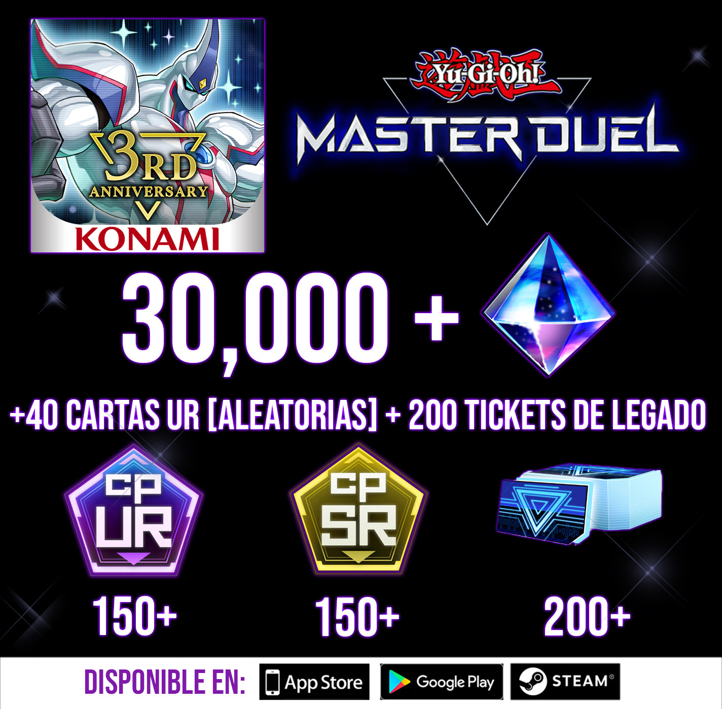 COMPRA 1 LLEVA 2 [Cuenta Inicial] 30000 + Gemas +150 UR CP , + 150 SR CP + 200 TIQUE DE LEGADO ╹Yu-Gi-Oh! Master Duel