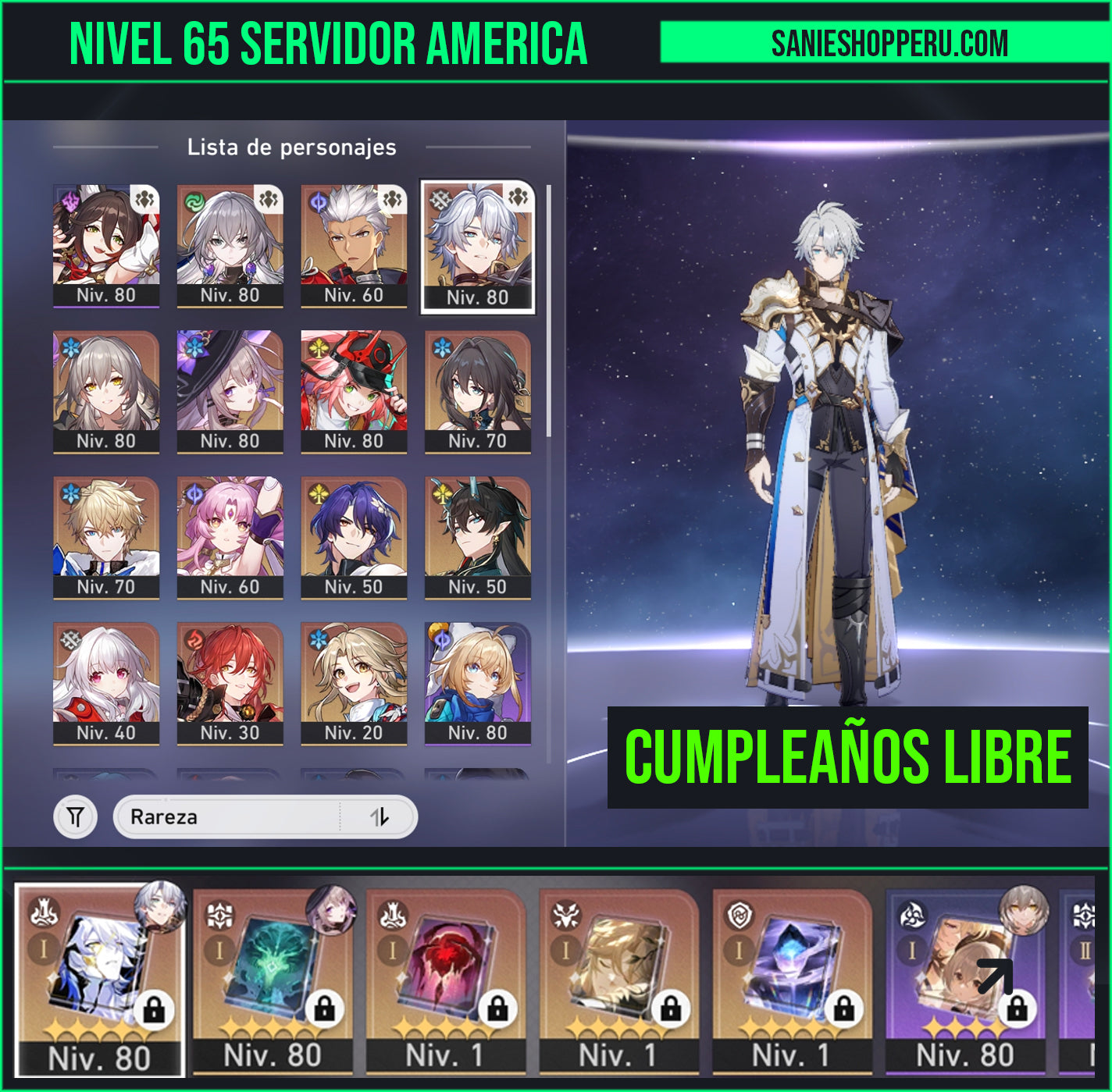 [Nivel 65] [Cumpleaños Libre] Fainón + Cono , Ruan Mei + Rappa + Sra. Herta + Fu Xuan + Dr. Ratio + Imbibitor Lunae + Bronya E3+ Himeko + Yanqing + Clara + Gepard +