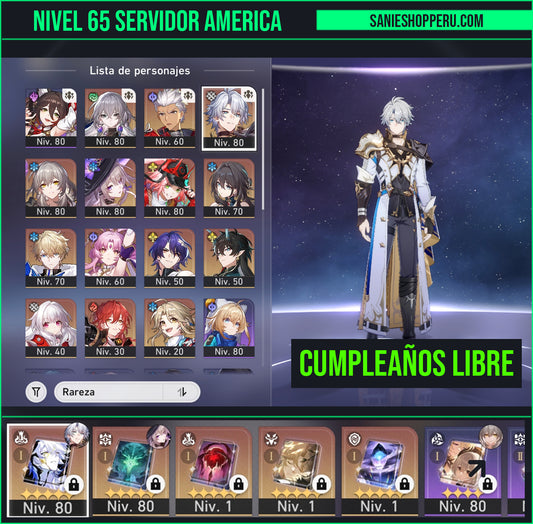 [Nivel 65] [Cumpleaños Libre] Fainón + Cono , Ruan Mei + Rappa + Sra. Herta + Fu Xuan + Dr. Ratio + Imbibitor Lunae + Bronya E3+ Himeko + Yanqing + Clara + Gepard +