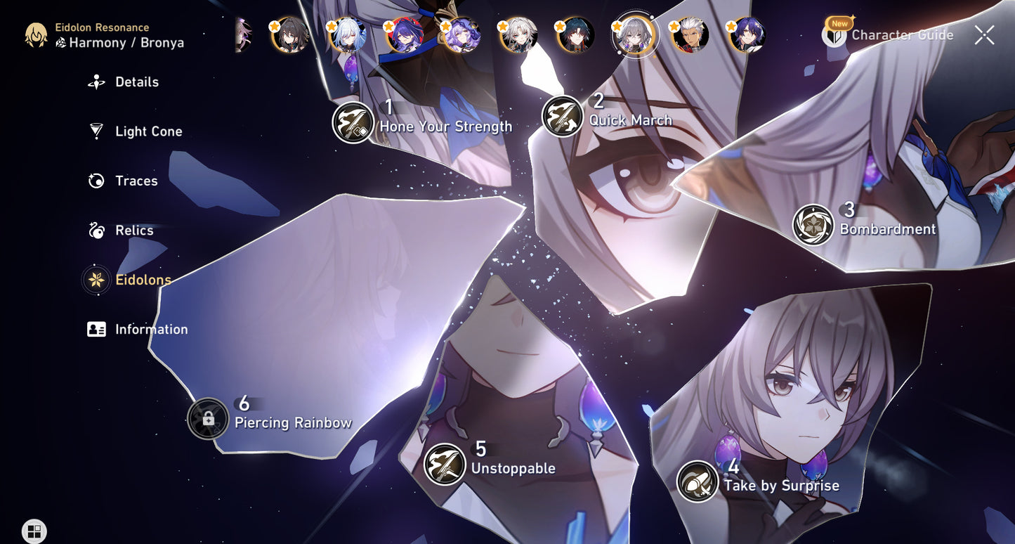 [TL 70] ✨Castorice + Anaxa + Cerydra + Tribbie + Firefly + Jiaoqiu + Topaz + The Herta + Ruan Mei E1 + Jingliu + Acheron E1 + Black Swan + Feixiao + Blade + Archer + Dr Ratio + Aventurine + Fu Xuan + Bronya E5 + Clara + Welt + Himeko