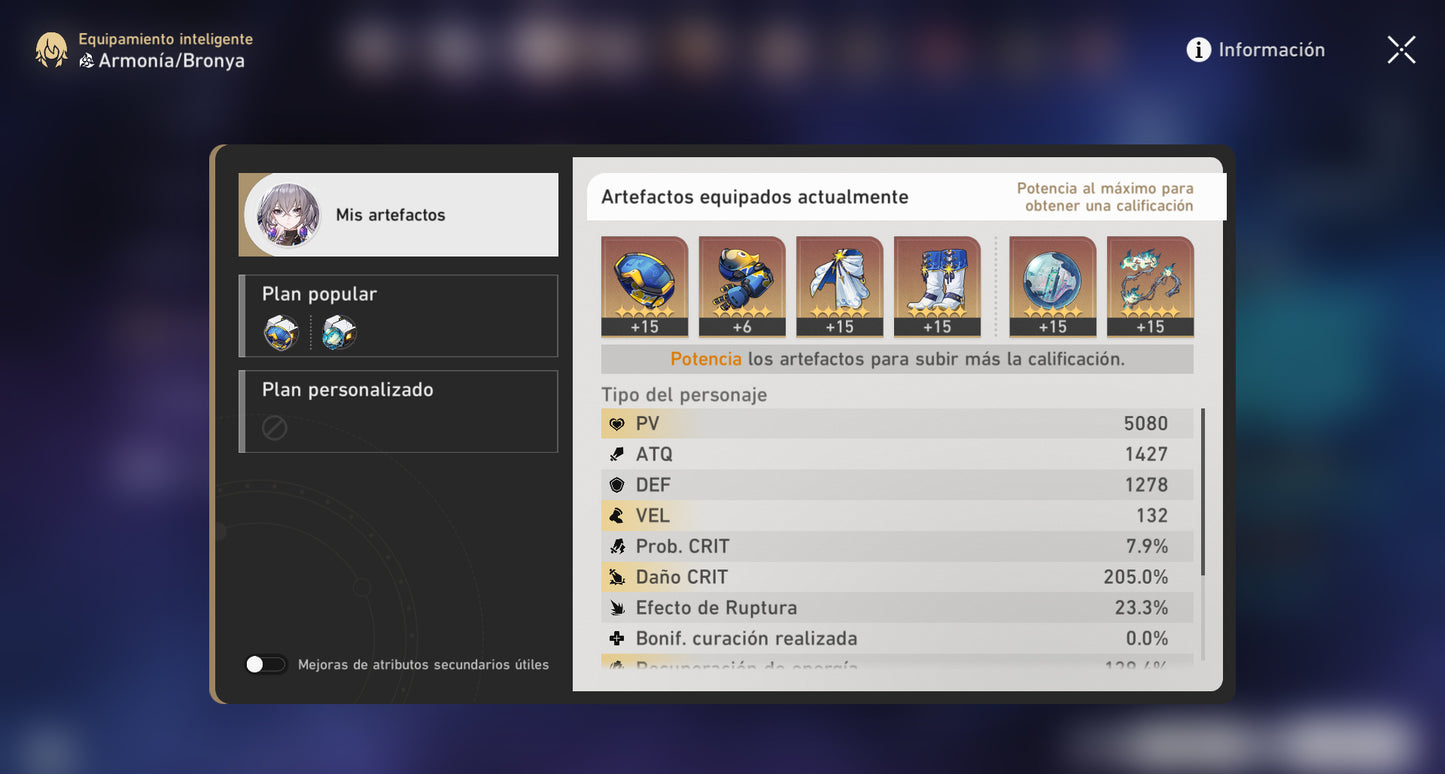 [Nivel 68] Fainón + Cono + Sunday + Cífer + Ruan Mei + Kafka + Blade + Imbibitor Lunae + Luocha + Archer + Dr Ratio + Gepard E3 + Himeko + Bailu + Welt + Bronya