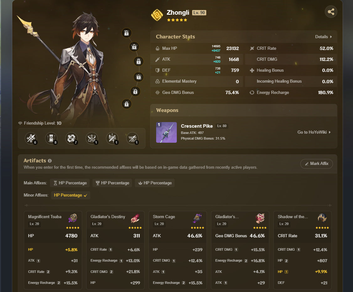 [AR 58] ✨ Raiden Shogun C2 + Zhong Li + Furina + Neuvillette + Nahida + Venti + Kazuha + Ganyu + Alhaitham + Yelan + Tartaglia + Hu Tao + Arlecchino + Xilonen