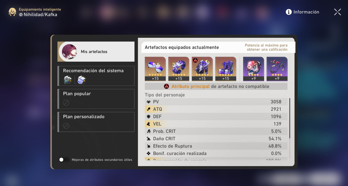 [Nivel 68] Fainón + Cono + Sunday + Cífer + Ruan Mei + Kafka + Blade + Imbibitor Lunae + Luocha + Archer + Dr Ratio + Gepard E3 + Himeko + Bailu + Welt + Bronya