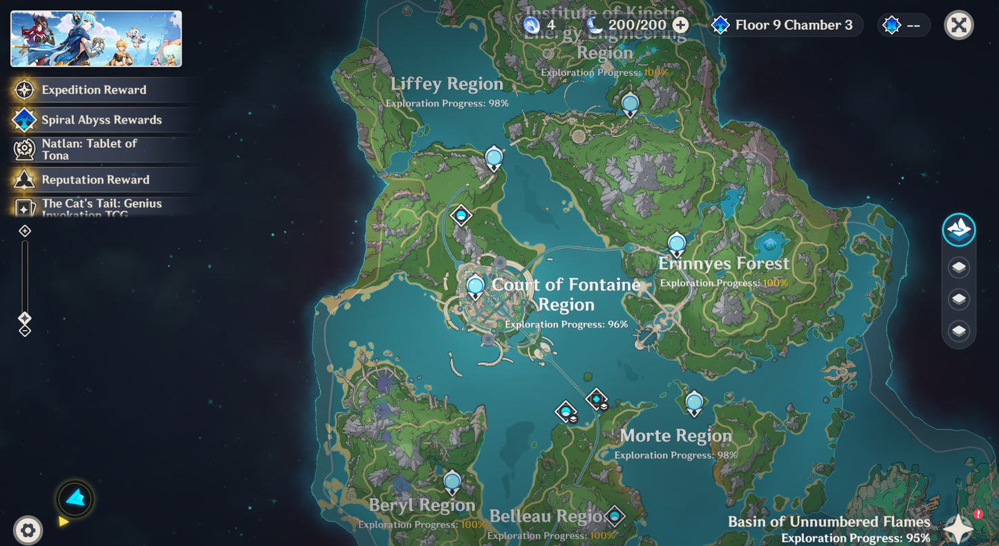 [Nivel 56] Mavuika C1 + Arma + Citlali + Arma + Clorinde + Mona + Tighnari + Qiqi + Keqing + Dehya