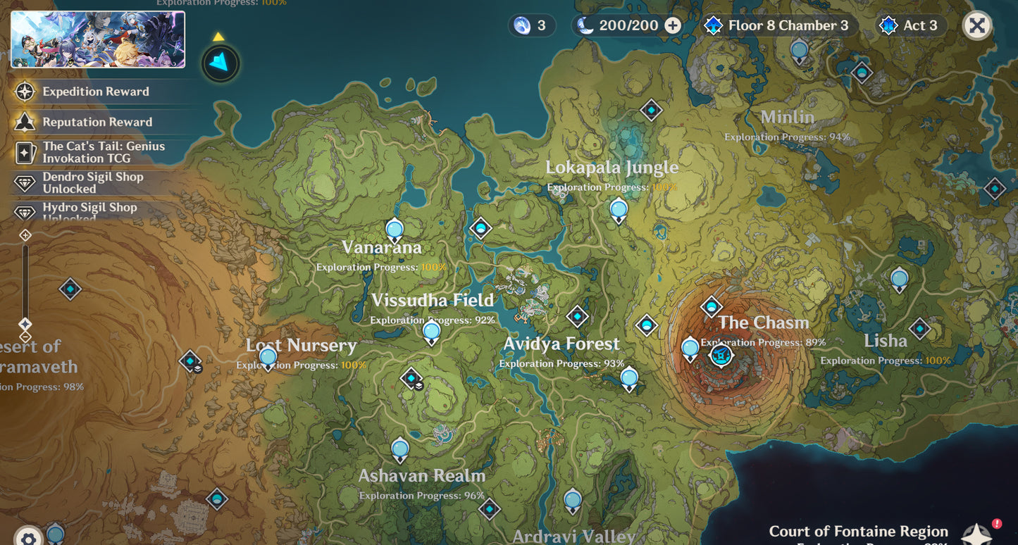 [AR 55] ⭐️ Mavuika + Arma + Chasca + Arma + Furina + Shenhe + Neuvillette + Kazuha + Citlali + Zhong Li + Emilie — Cuenta Genshin Impact