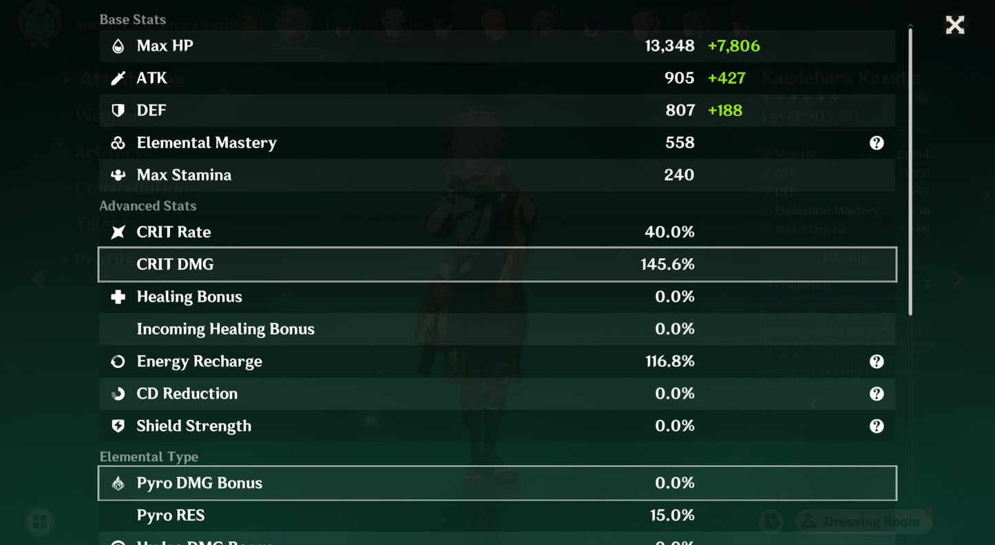 [Nivel 54] Kazuha C6 + Arma , Mona C1 + Jean + Tighnari + Keqing + Dehya
