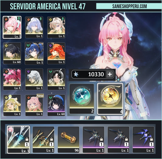 [Nivel 47] 10,330 Astritas 💎+ Aemeath + Arma + Augusta +  Mornye + Lynae + Iuno + Lupa