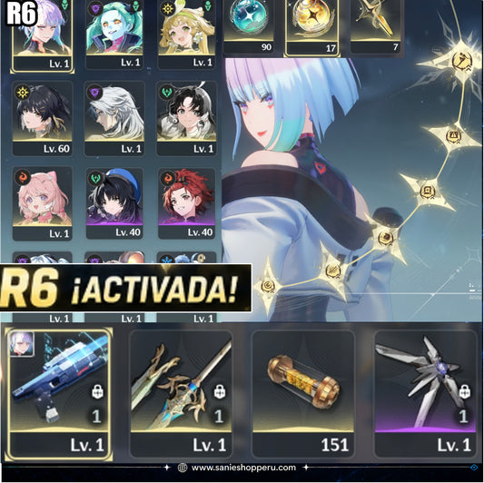 [AMERICA] UL 45⭐️ Lucy R6 + Arma , Rebecca | Wuthering Waves CUENTA REROLL