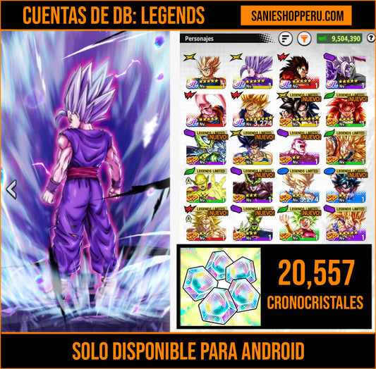 [Android] ⭐️ 5 ULTRAS Majin Vegeta + SS4 Vegeta + Bestia Gohan + Absorción de Gohan Definitivo + Mitad Corrupto Zamazu — 💎20,557 Cronocristales💎 + 154 LL