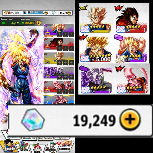 [ANDROID] 19K Cronocristales💎[LEGENDS] Super Vegito + 4 ULTRA : Ultimate Gohan Absorbed Buu: Super + Majin Vegeta + Ssj4 Vegeta + Fusion Zamasu