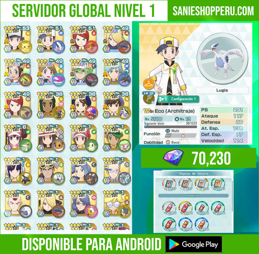 70,230 GEMAS 💎 | Rojo Traje S, Rayo + Eco Architraje + Plata Architraje + Cintia Architraje + Bruno Neocampeon + Aura Neocampeon + N Architraje + Maximo Aniversario + Plata Neocampeon + Florian + Juliana + 70+COMPIS ⭐ | Pokémon Masters EX Cuenta inicial
