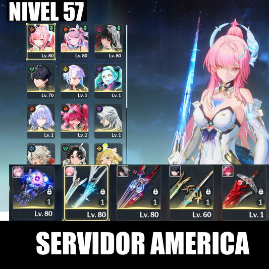 [Nivel 57] Lucy + Denia + Arma , Chisa + Arma , Aemeath + Arma , Lupa + Arma , Mornye , Rebecca , Calcharo , Verina , Jianxin , Lingyang