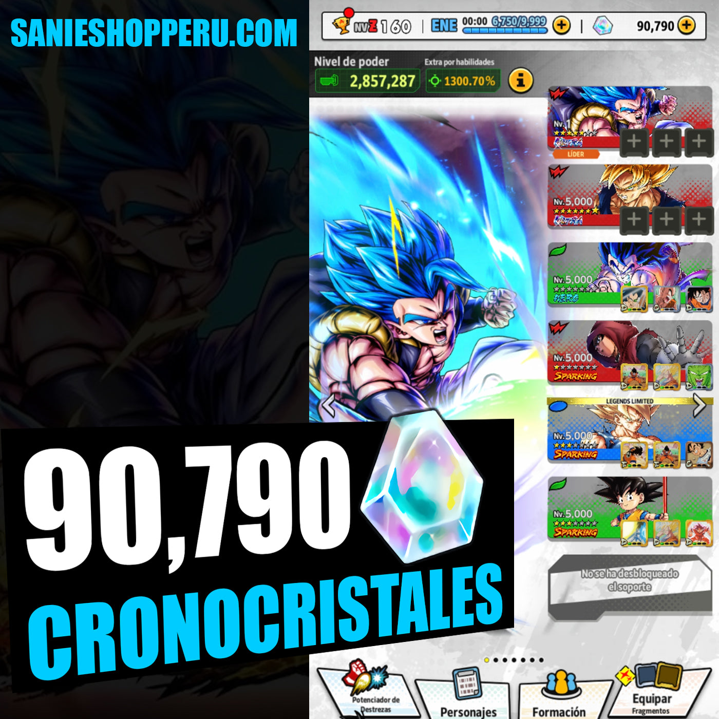 [ANDROID] 90,790 Cronocristales💎 + Gogeta Blue ULTRA 2026  | DRAGON BALL Legends Cuenta