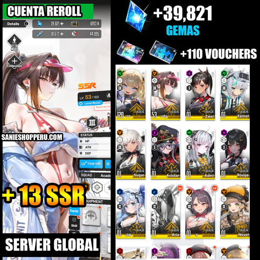 [GLOBAL] +39,821 GEMAS + 110 Vouchers💎Laplace: Ultimate Hero + Marciana: Marine Study + 13 SSR|GODDESS OF VICTORY: NIKKE cuenta reroll