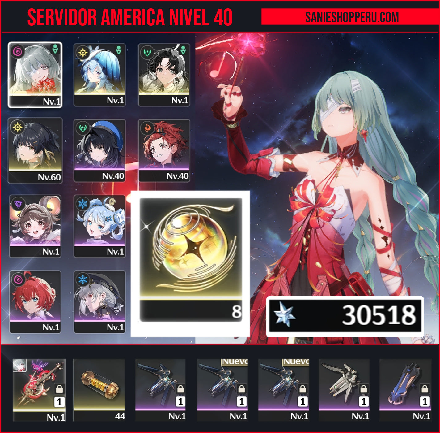 [Nivel 40] Cumpleaños Libre ✅ | 30518 Astritas 💎 |  ⭐ Phrolova + Arma + Shorekeeper | Wuthering Waves Cuenta Reroll