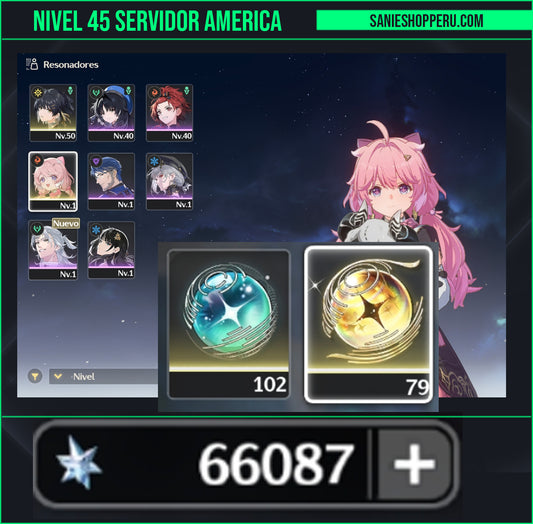 [Nivel 40+] Cumpleaños Libre ✅ | + 66,000 Astritas 💎 + 102+ Marea brillante⭐️ + 79+ Marea radiante⭐️ + 22+ Marea de forja⭐️ | Cuenta Reroll Wuthering Waves