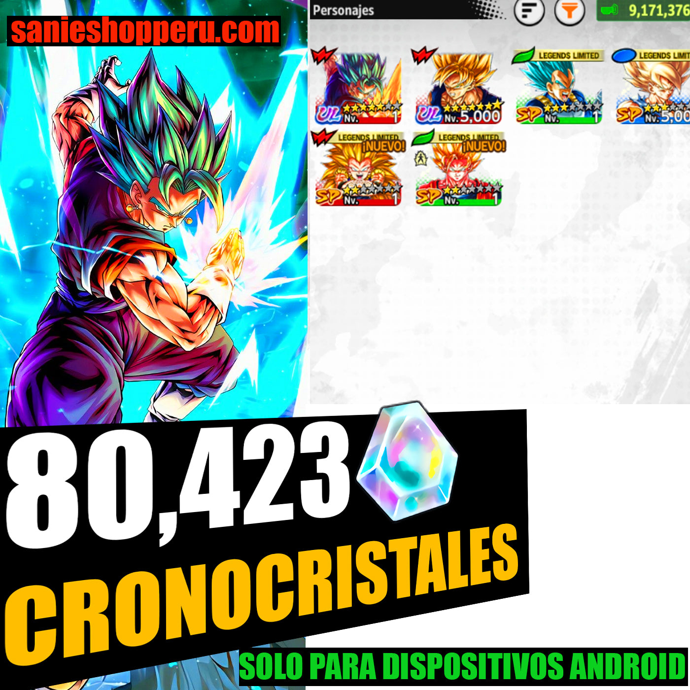 [ANDROID] 80,423 Cronocristales💎 + Vegetto Blue ULTRA + 4 LL | DRAGON BALL Legends Cuenta