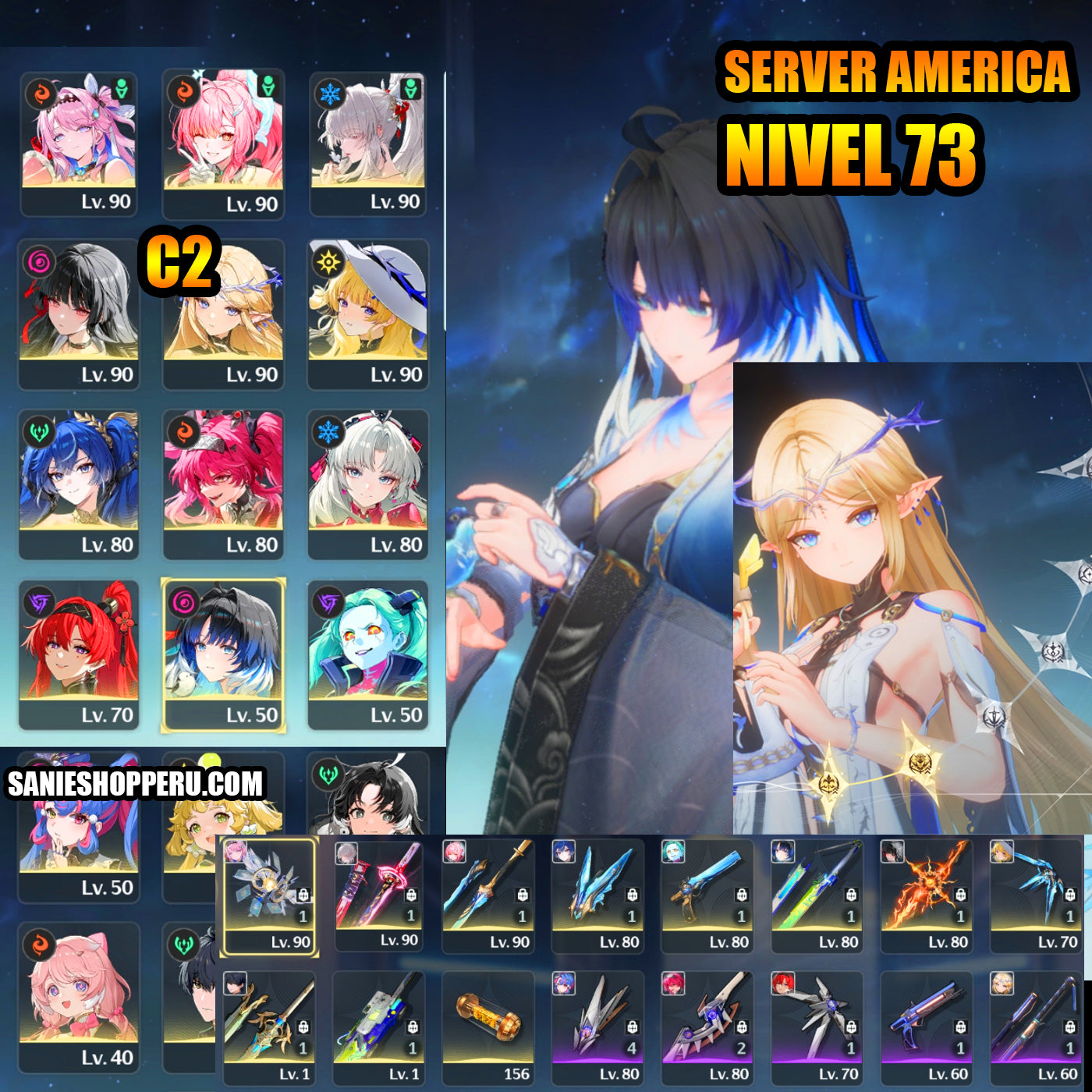 AMERICA⭐️Lvl 73⭐️ Yangyang Xualing + Hiyuki + Aemeath + Arma5⭐️, Denia + Chisa + Phoebe + Arma5⭐️, Iuno + Lupa + Carlotta + Yinlin + Rebecca + Roccia + Verina + Jianxin + Encore + Calcharo