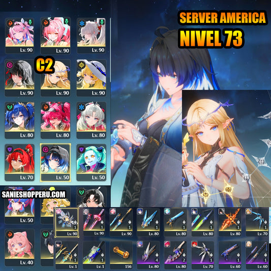 AMERICA⭐️Lvl 73⭐️ Yangyang Xualing + Hiyuki + Aemeath + Arma5⭐️, Denia + Chisa + Phoebe + Arma5⭐️, Iuno + Lupa + Carlotta + Yinlin + Rebecca + Roccia + Verina + Jianxin + Encore + Calcharo