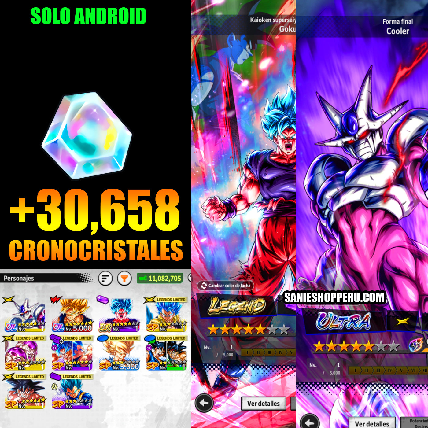 [ANDROID] +30,658💎 Cronocristales + Forma Final Cooler ULTRA + Kaioken Goku ULTRA| DRAGON BALL Legends Cuenta