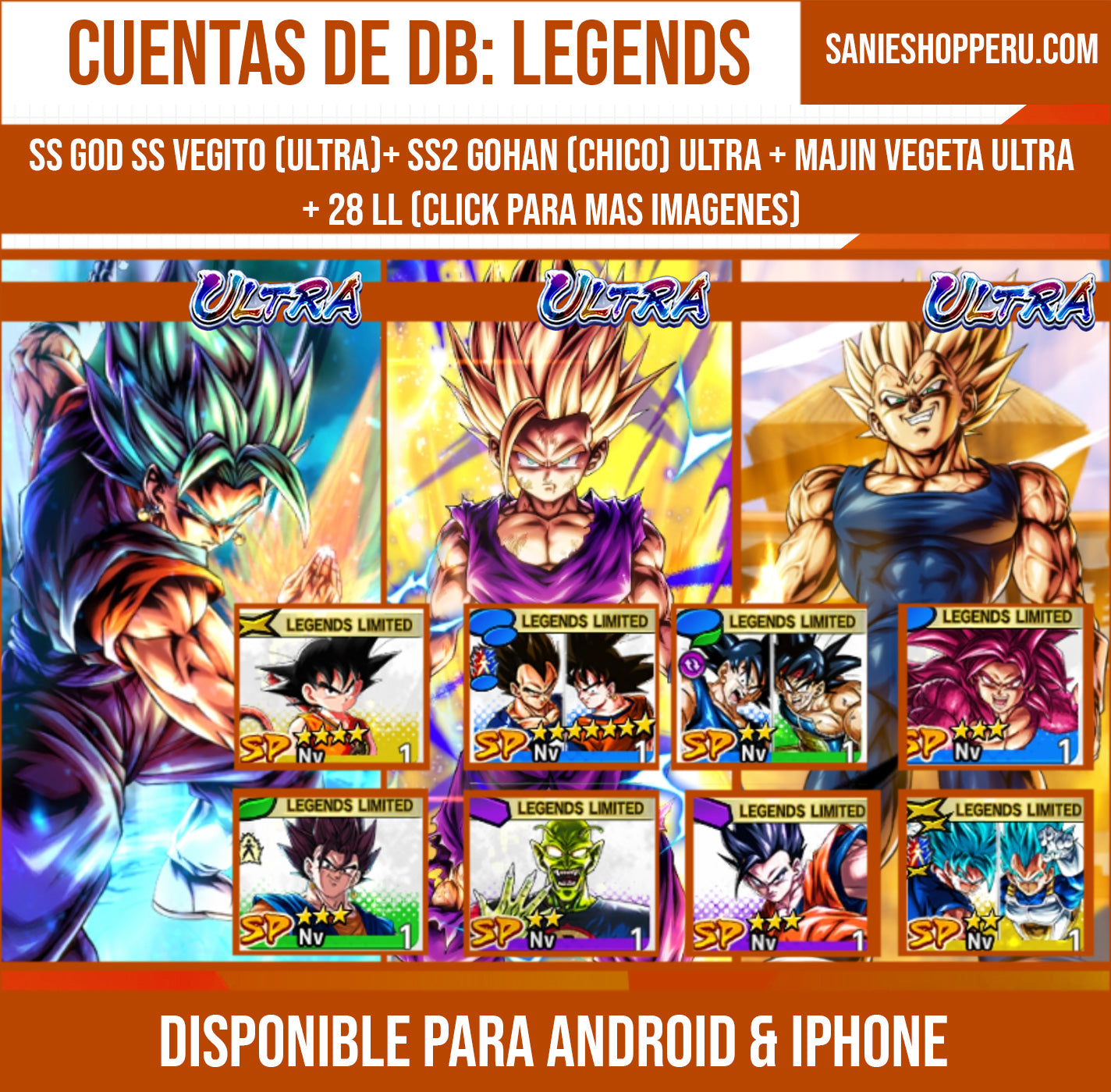 [Android & iPhone] ⭐️ SS GOD SS VEGITO (ULTRA)+ SS2 GOHAN (CHICO) ULTRA + MAJIN VEGETA ULTRA + Supersaiyajin 4 Goku , Gohan definitivo , Vegetto , Gran Rey Demonio Piccolo , Supersaiyajin dios SS Goku & Vegeta 28 LL⭐️