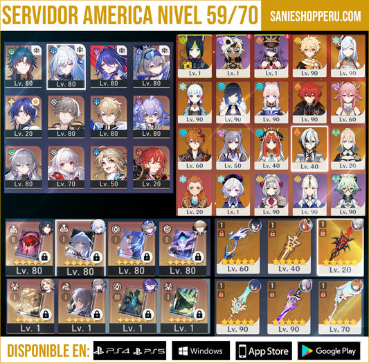 [AR 59/TL70] ⭐️ Blade + Jingliu + Acheron + Silver Wolf + Dr Ratio + Gepard + Bailu + Bronya + Clara + Yanqing + Himeko + &nbsp;Shenhe + Ayaka + Yelan + Kokomi + Yae Miko + Tartaglia + Nilou + Arlecchino + Tighnari + Diluc + Keqing + Jean + Aloy + QIqi
