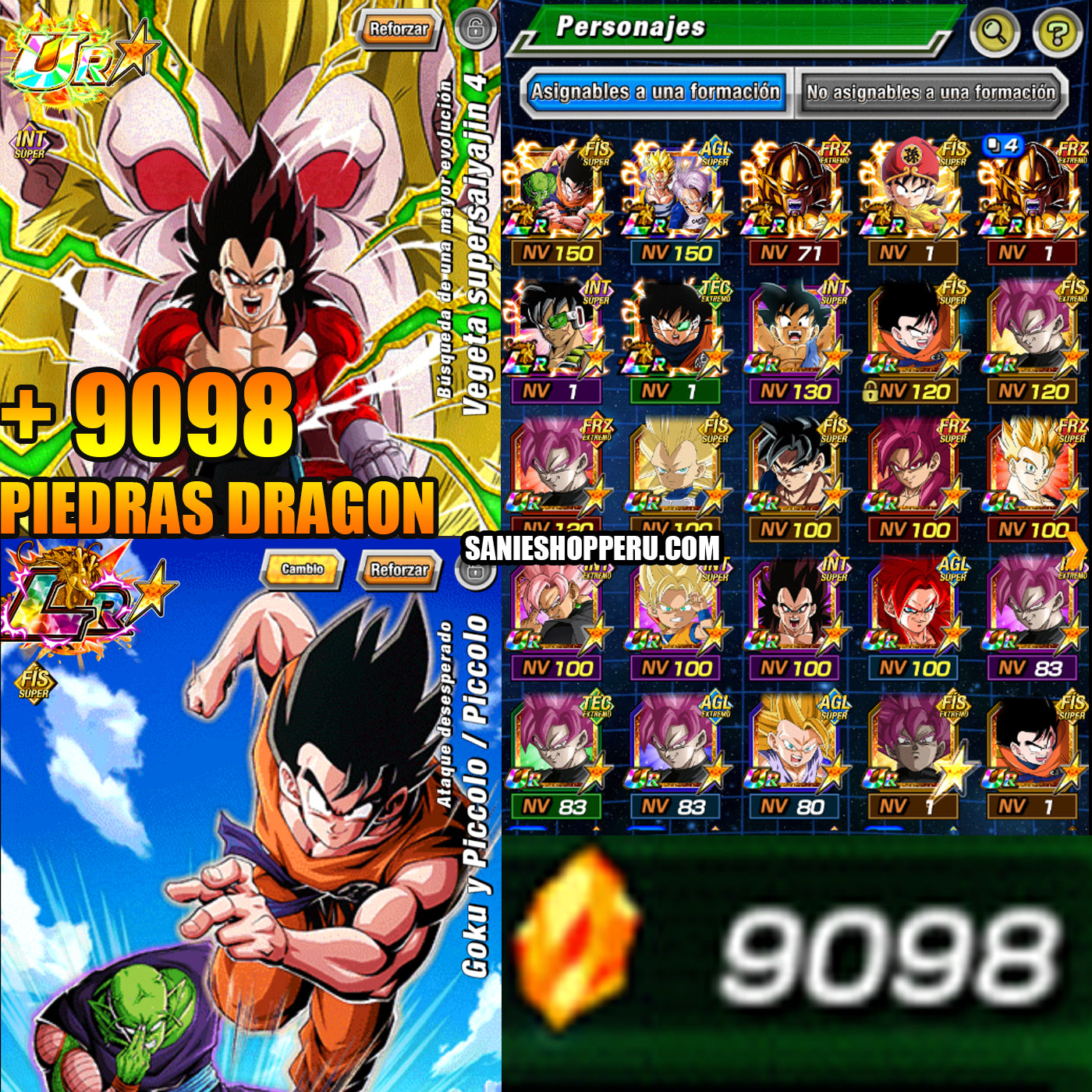 [ANDROID] +9098 Piedras Dragon💎|Gohan ssj futuro y Trunks LR |Goku y Piccolo LR| Vegeta SSJ4+GokuSSJ4 UR > ( LR) | Goku SSj4 ( DAIMA) |Goku pre ultrainstinto UR > (LR)|Gogeta SSJ4 UR > ( LR) |Gohan SSJ|Dokkan Battle cuenta reroll