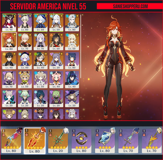 [AR 55] ⭐️ Mavuika + Arma + Chasca + Arma + Furina + Shenhe + Neuvillette + Kazuha + Citlali + Zhong Li + Emilie — Cuenta Genshin Impact
