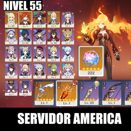 [Nivel 55] ⭐️222 Deseos + Mavuika + Arma , Mona , Jean , Mizuki ⭐️CUMPLEAÑOS LIBRE