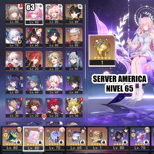 SV AMERICA CUMPLEAÑOS LIBRE Nivel 65⭐️Cyrene E3 +CONO, Hyacine + Yao Guang + Sparkle + Permansor Terrae + Blade + Archer + Yanqing + Clara + Himeko