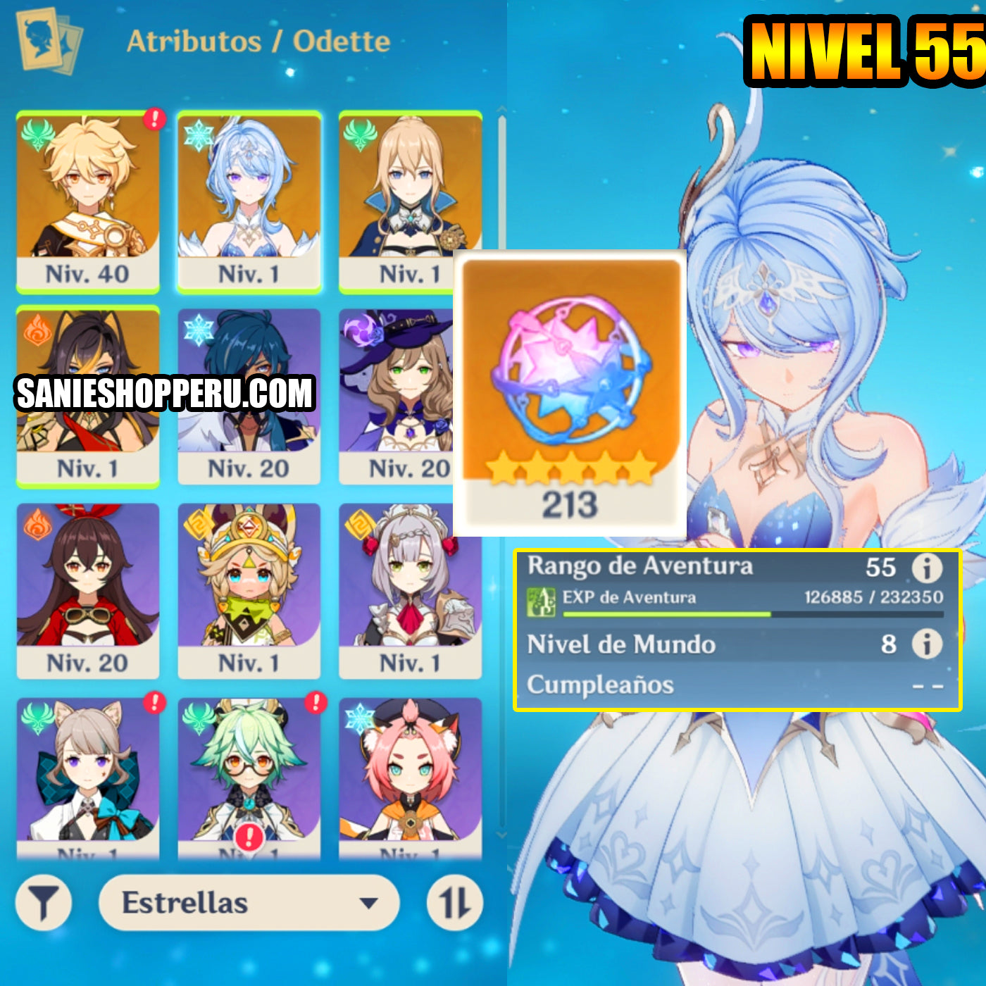 [Nivel 55] ⭐️213 Deseos + Odette + Jean + Dehya⭐️CUMPLEAÑOS LIBRE