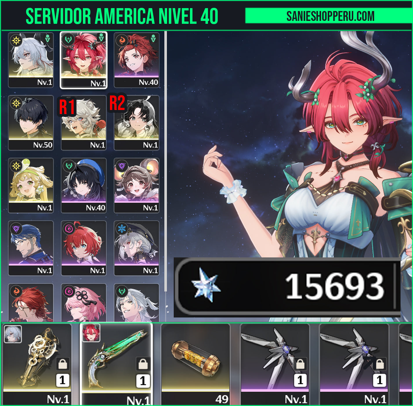 [Nivel 40]✔️Cumpleaños libre | 15693 Astritas 💎| Zani + Arma 5⭐(Veredicto del destello)+  Ciaccona + Arma 5⭐( Aria del bosque )  Jianxin R2+ Veritas + Lingyang R1 | Wuthering Waves Cuenta reroll